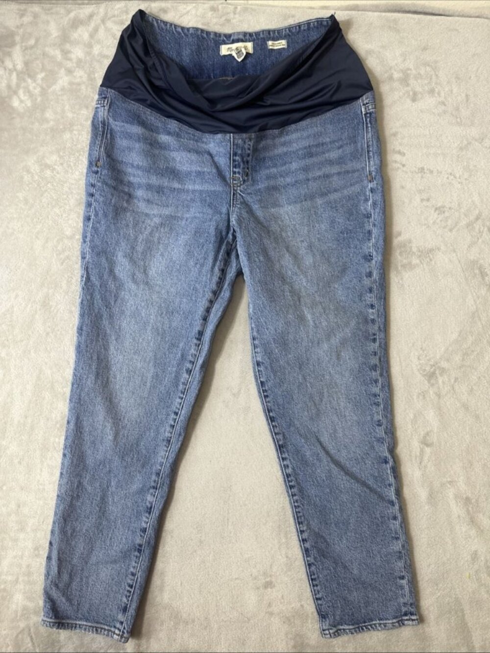 Madewell Maternity Jeans with Navy Waist Panel - Light Blue Denim